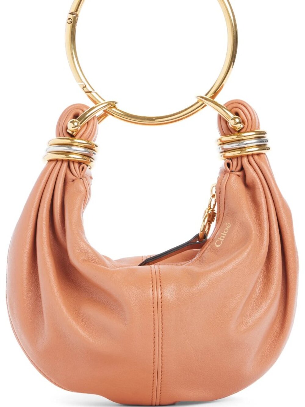 Chloe Bracelet Leather Hobo Shoulder Bag Wooden Orange